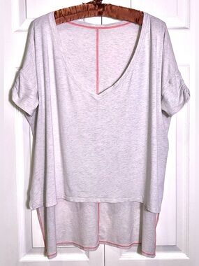 Lululemon My Mantra Short Sleeve Tee Heathered White Size 8-10 Oversized